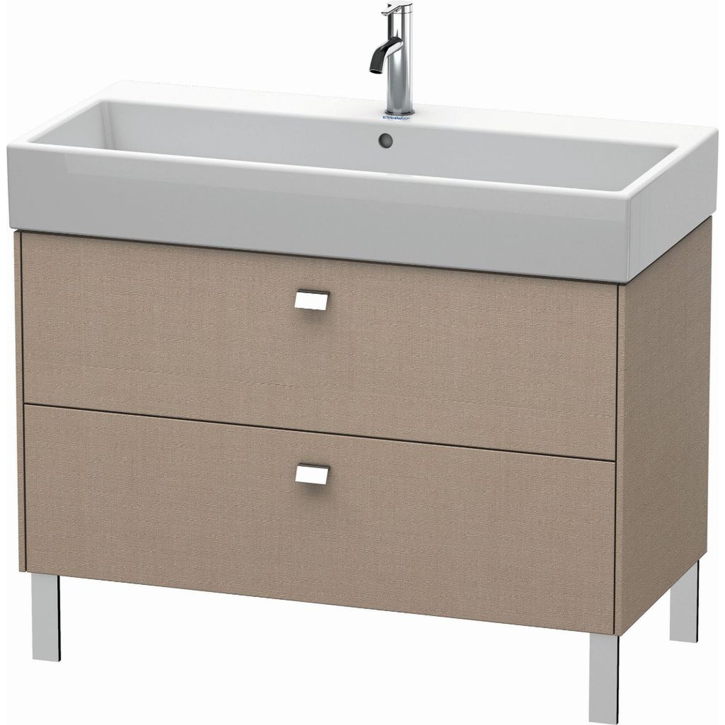 Duravit Brioso 39" x 22" x 18" Two Drawer Floor Standing Vanity Unit in Linen and Chrome Handle