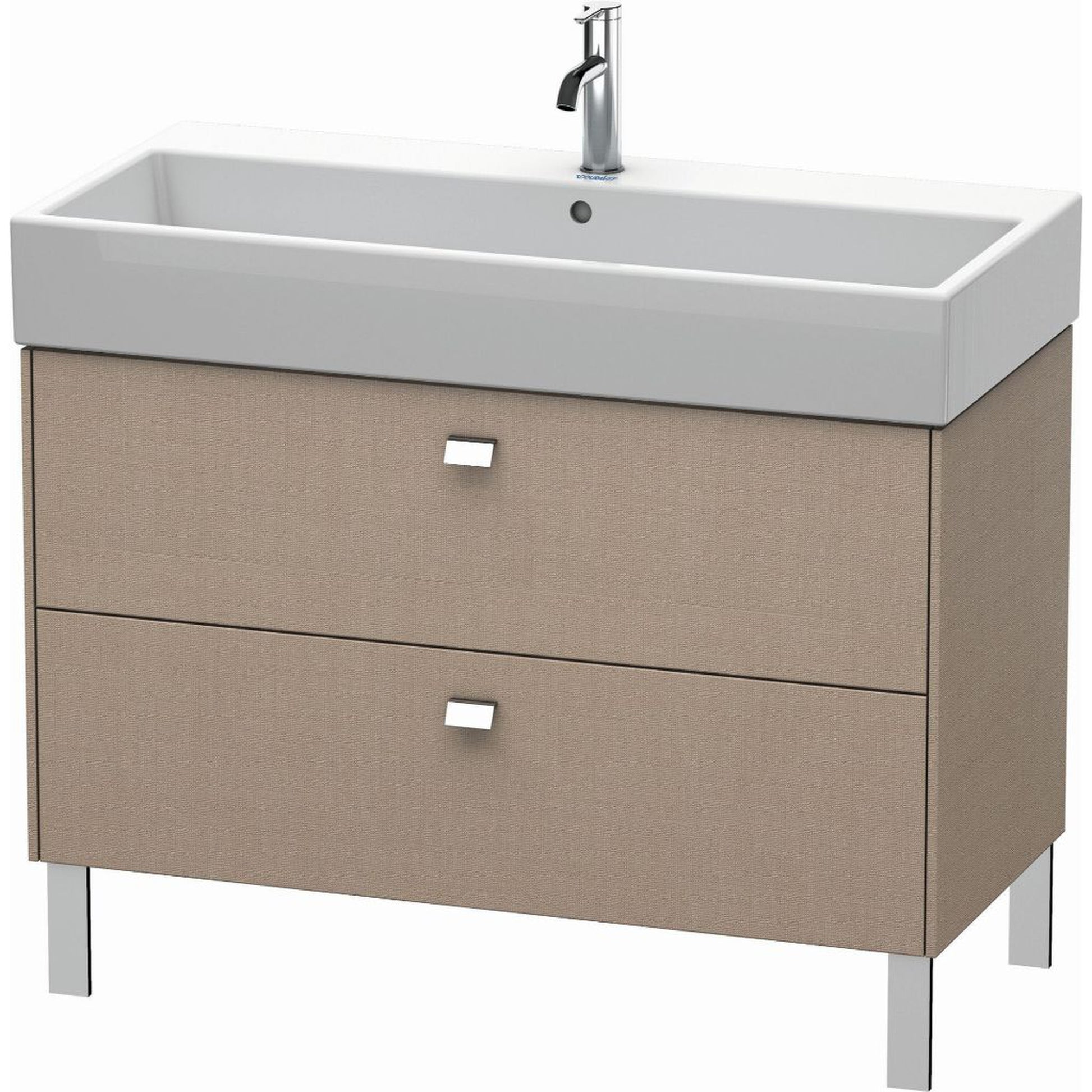 Duravit Brioso 39" x 22" x 18" Two Drawer Floor Standing Vanity Unit in Linen and Chrome Handle