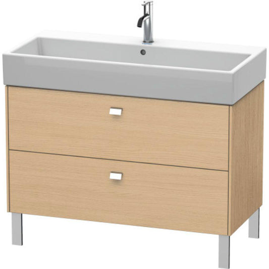 Duravit Brioso 39" x 22" x 18" Two Drawer Floor Standing Vanity Unit in Natural Oak and Chrome Handle