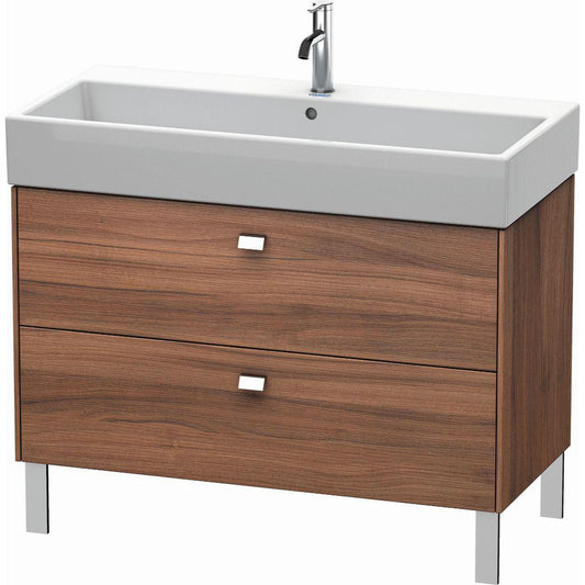 Duravit Brioso 39" x 22" x 18" Two Drawer Floor Standing Vanity Unit in Natural Walnut and Chrome Handle
