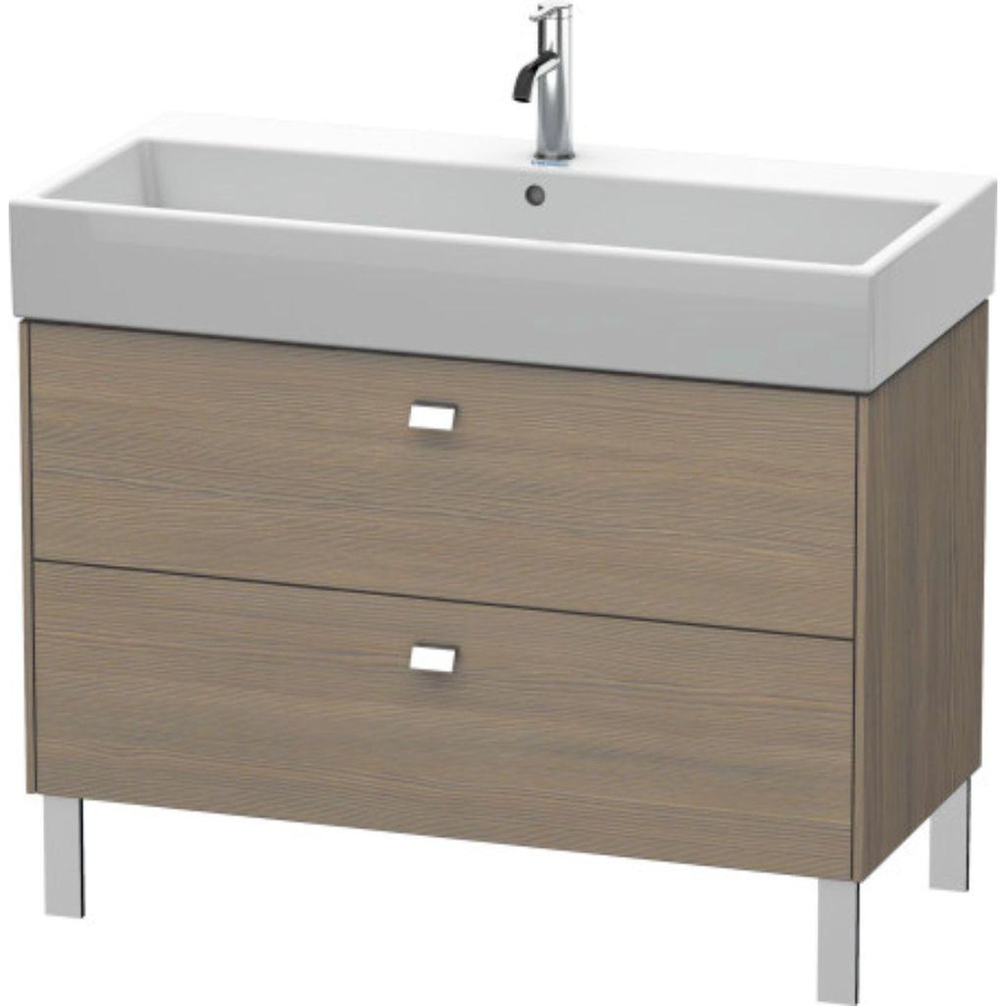 Duravit Brioso 39" x 22" x 18" Two Drawer Floor Standing Vanity Unit in Oak Terra and Chrome Handle