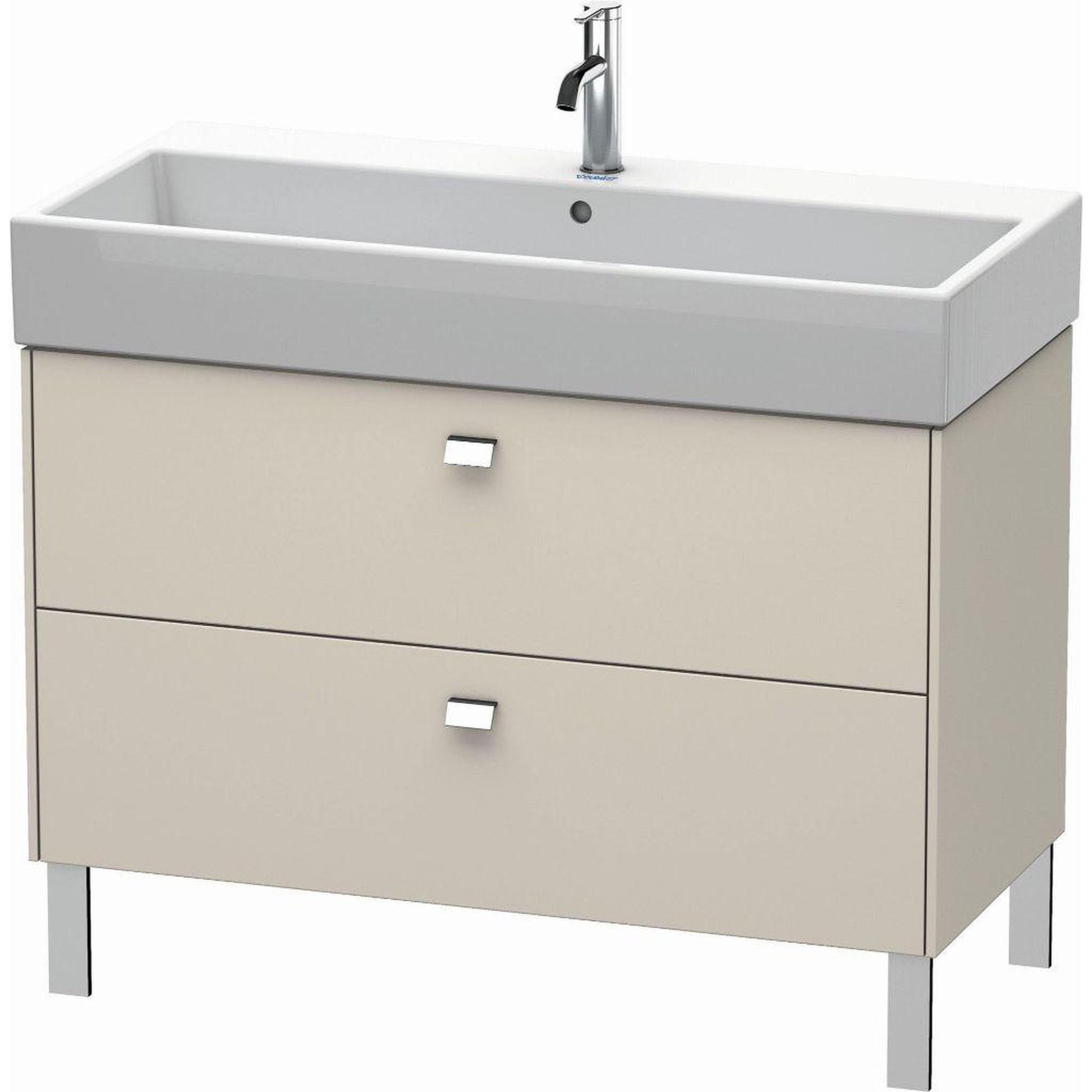 Duravit Brioso 39" x 22" x 18" Two Drawer Floor Standing Vanity Unit in Taupe and Chrome Handle