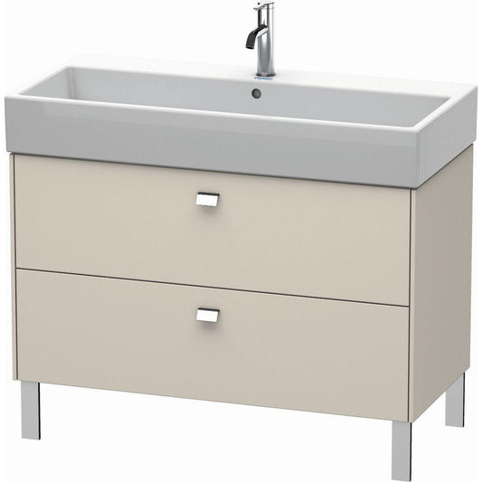 Duravit Brioso 39" x 22" x 18" Two Drawer Floor Standing Vanity Unit in Taupe and Chrome Handle