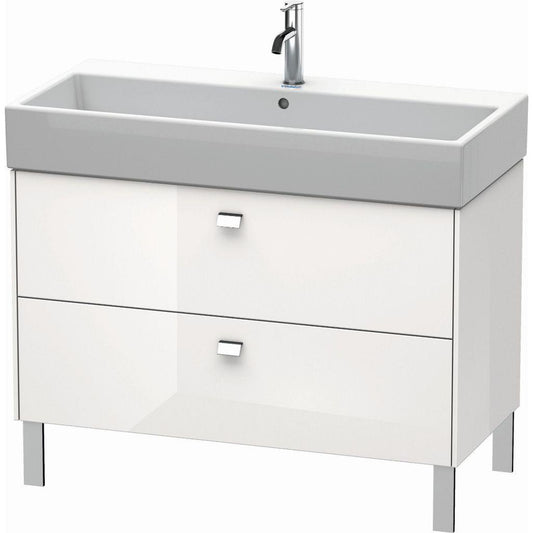 Duravit Brioso 39" x 22" x 18" Two Drawer Floor Standing Vanity Unit in White High Gloss and Chrome Handle