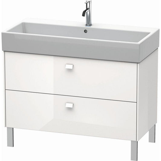 Duravit Brioso 39" x 22" x 18" Two Drawer Floor Standing Vanity Unit in White High Gloss