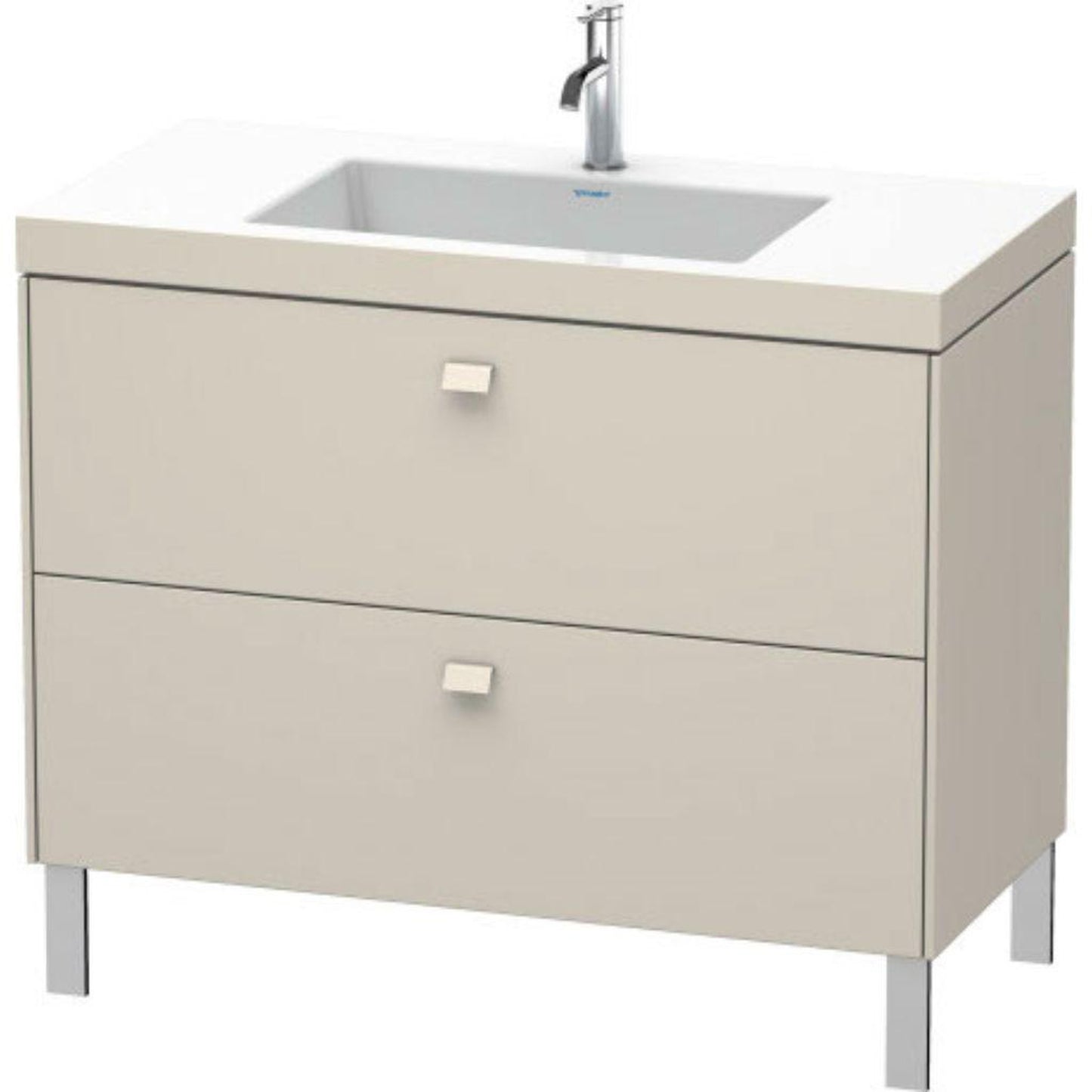 Duravit Brioso 39" x 28" x 19" Two Drawer C-Bonded Floor Standing Vanity Kit With One Tap Hole in Taupe