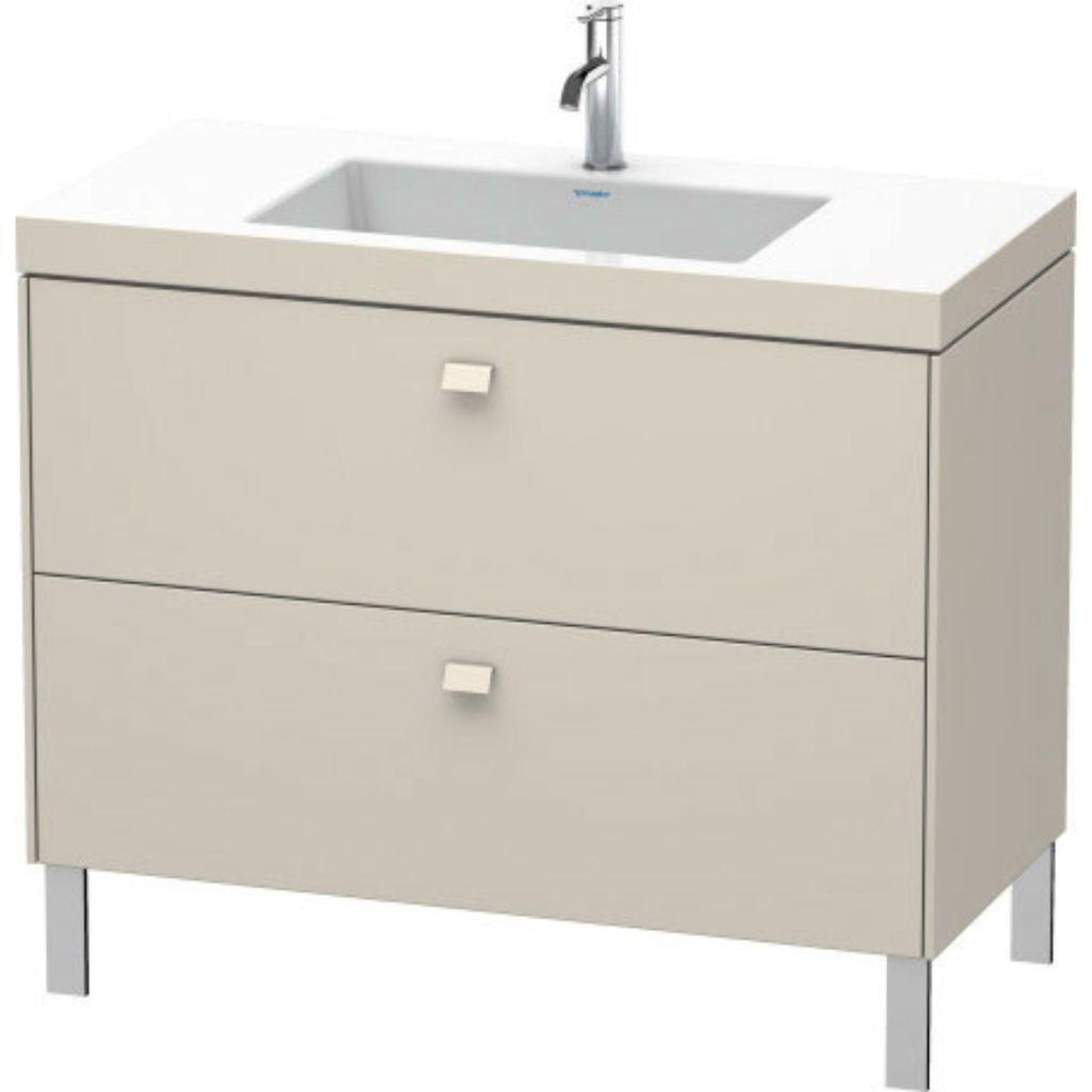 Duravit Brioso 39" x 28" x 19" Two Drawer C-Bonded Floor Standing Vanity Kit With One Tap Hole in Taupe