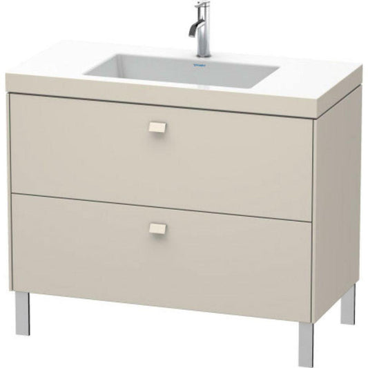 Duravit Brioso 39" x 28" x 19" Two Drawer C-Bonded Floor Standing Vanity Kit With One Tap Hole in Taupe