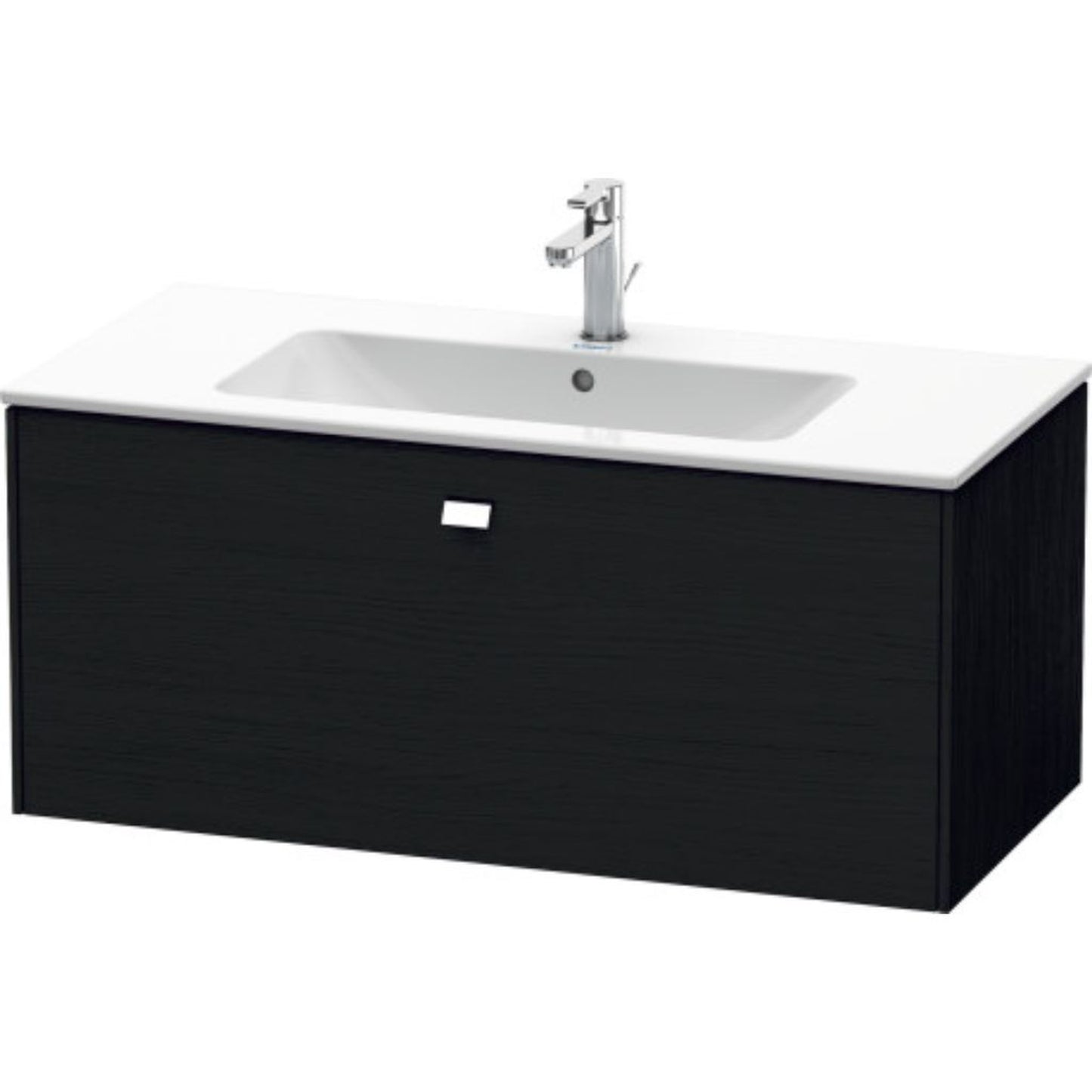 Duravit Brioso 40" x 17" x 19" One Drawer Wall-Mount Vanity Unit in Black Oak and Chrome Handle