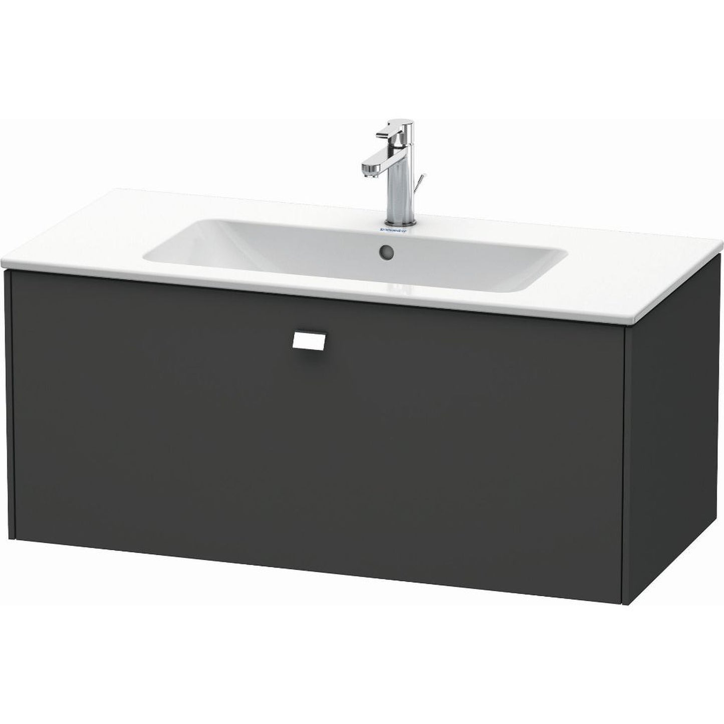 Duravit Brioso 40" x 17" x 19" One Drawer Wall-Mount Vanity Unit in Graphite Matt and Chrome Handle