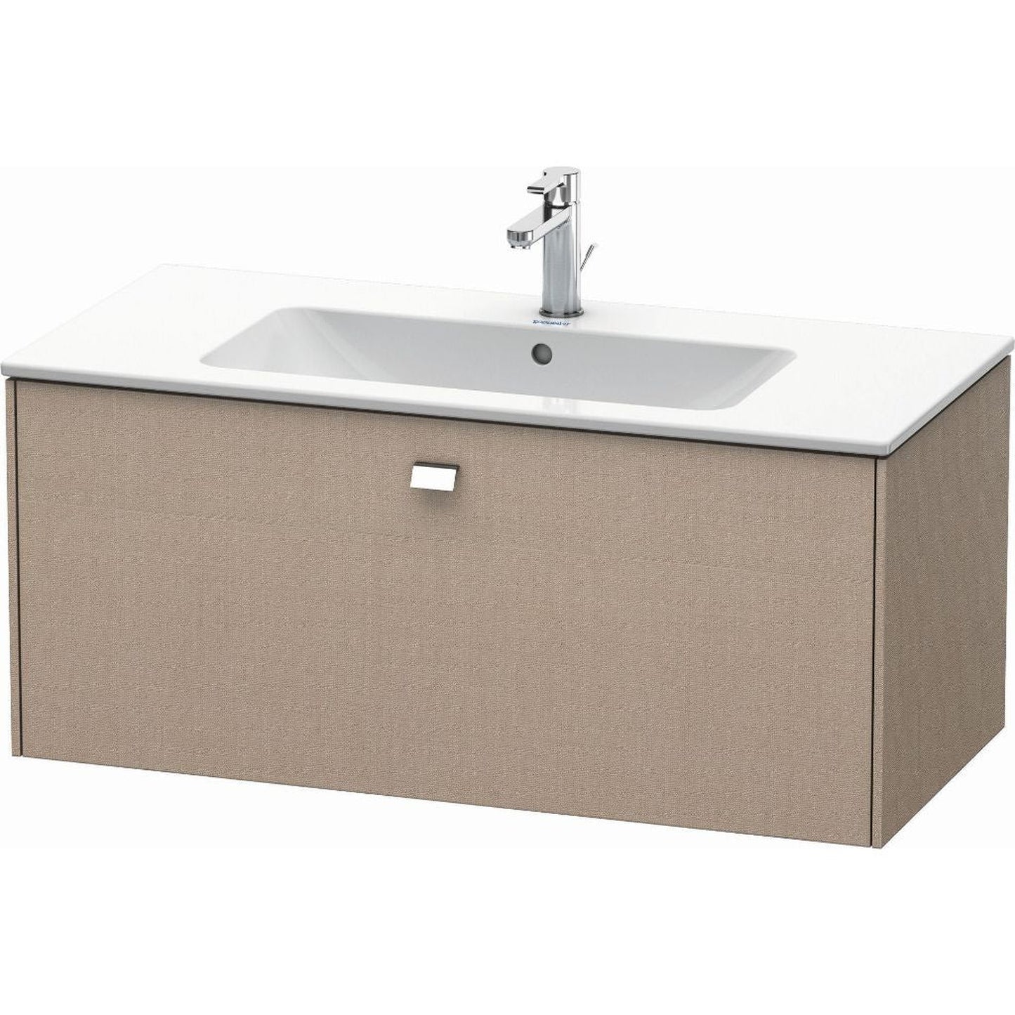 Duravit Brioso 40" x 17" x 19" One Drawer Wall-Mount Vanity Unit in Linen and Chrome Handle
