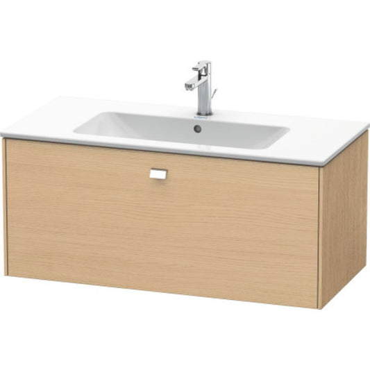 Duravit Brioso 40" x 17" x 19" One Drawer Wall-Mount Vanity Unit in Natural Oak and Chrome Handle