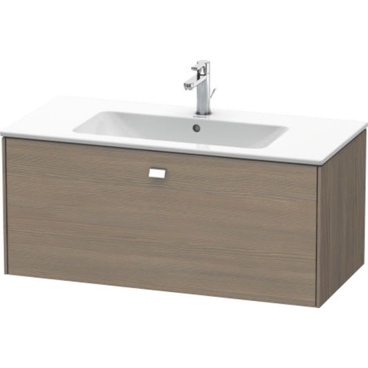Duravit Brioso 40" x 17" x 19" One Drawer Wall-Mount Vanity Unit in Oak Terra and Chrome Handle