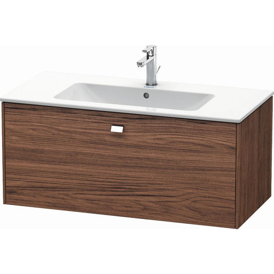 Duravit Brioso 40" x 17" x 19" One Drawer Wall-Mount Vanity Unit in Walnut Dark and Chrome Handle