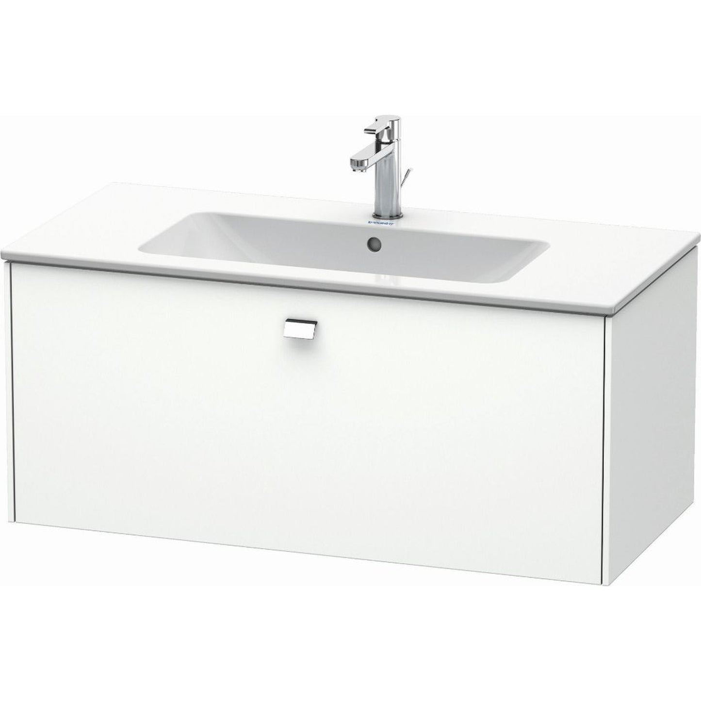 Duravit Brioso 40" x 17" x 19" One Drawer Wall-Mount Vanity Unit in White Matt and Chrome Handle