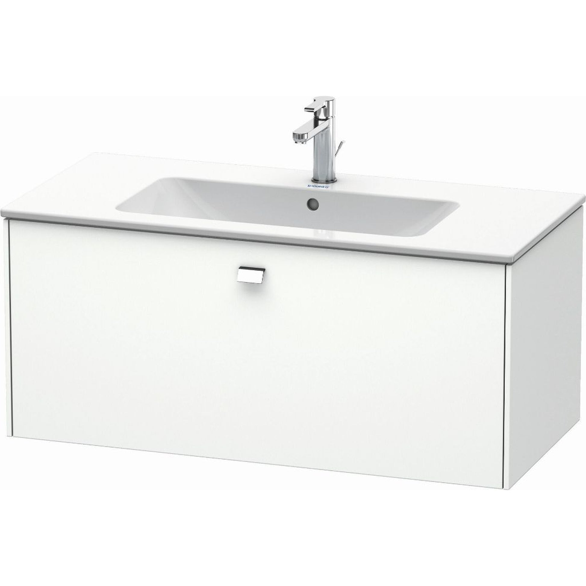 Duravit Brioso 40" x 17" x 19" One Drawer Wall-Mount Vanity Unit in White Matt and Chrome Handle