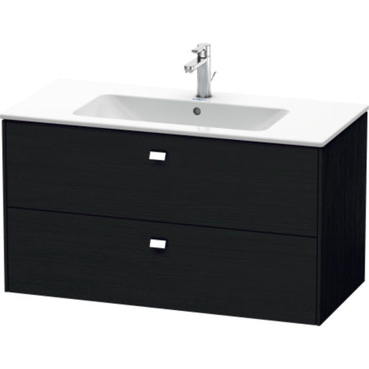 Duravit Brioso 40" x 22" x 19" Two Drawer Wall-Mount Vanity Unit in Black Oak and Chrome Handle