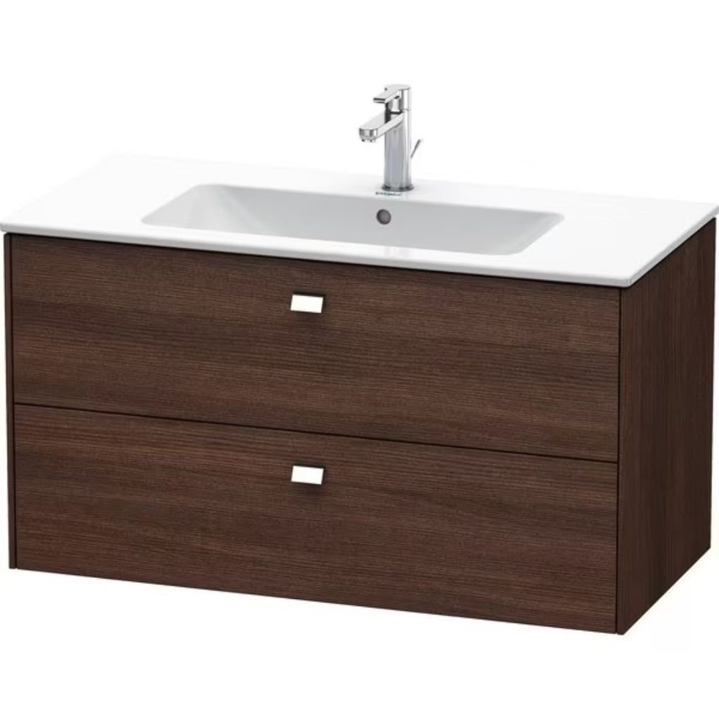 Duravit Brioso 40" x 22" x 19" Two Drawer Wall-Mount Vanity Unit in Chestnut Dark and Chrome Handle