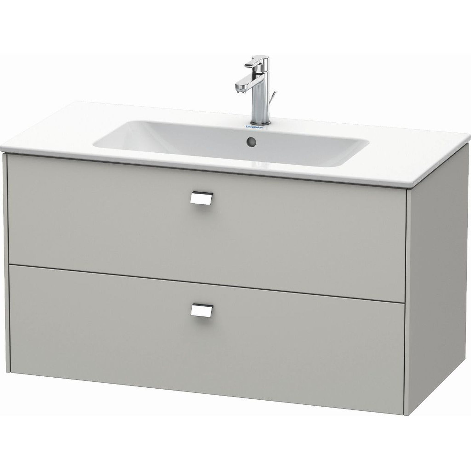 Duravit Brioso 40" x 22" x 19" Two Drawer Wall-Mount Vanity Unit in Concrete Grey Matt and Chrome Handle