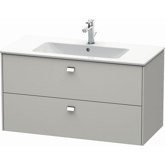 Duravit Brioso 40" x 22" x 19" Two Drawer Wall-Mount Vanity Unit in Concrete Grey Matt and Chrome Handle