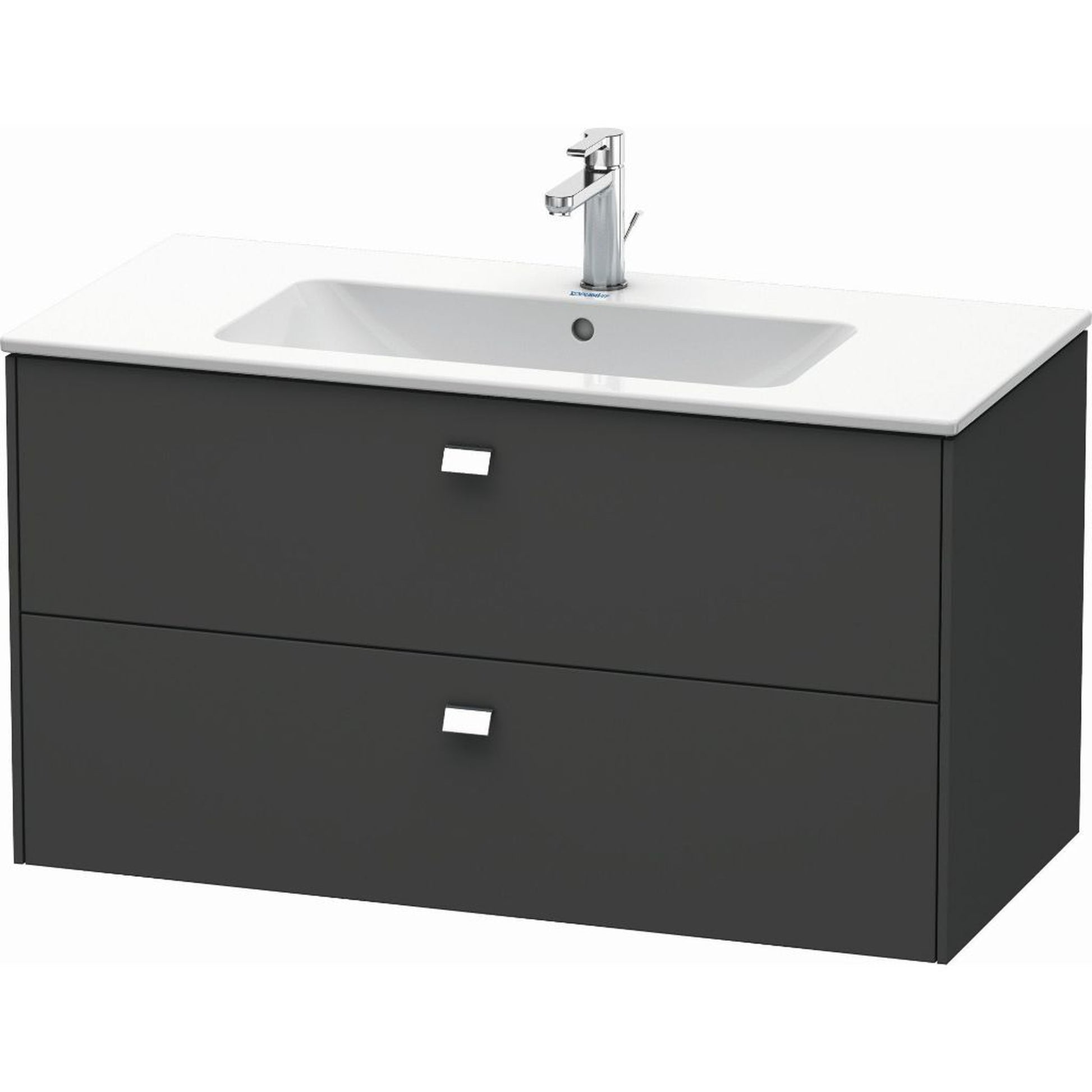Duravit Brioso 40" x 22" x 19" Two Drawer Wall-Mount Vanity Unit in Graphite Matt and Chrome Handle