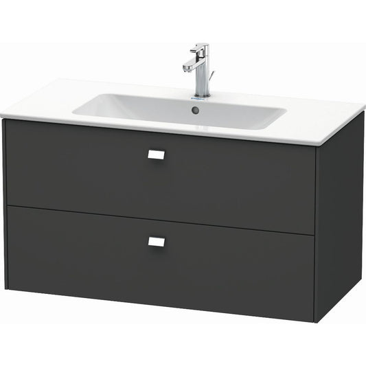 Duravit Brioso 40" x 22" x 19" Two Drawer Wall-Mount Vanity Unit in Graphite Matt and Chrome Handle