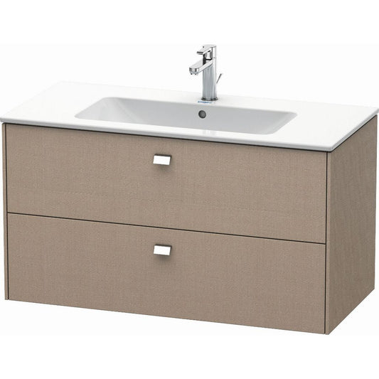Duravit Brioso 40" x 22" x 19" Two Drawer Wall-Mount Vanity Unit in Linen and Chrome Handle