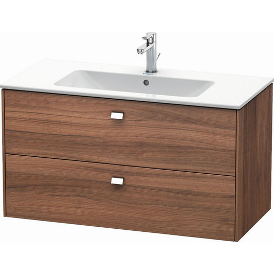 Duravit Brioso 40" x 22" x 19" Two Drawer Wall-Mount Vanity Unit in Natural Walnut and Chrome Handle