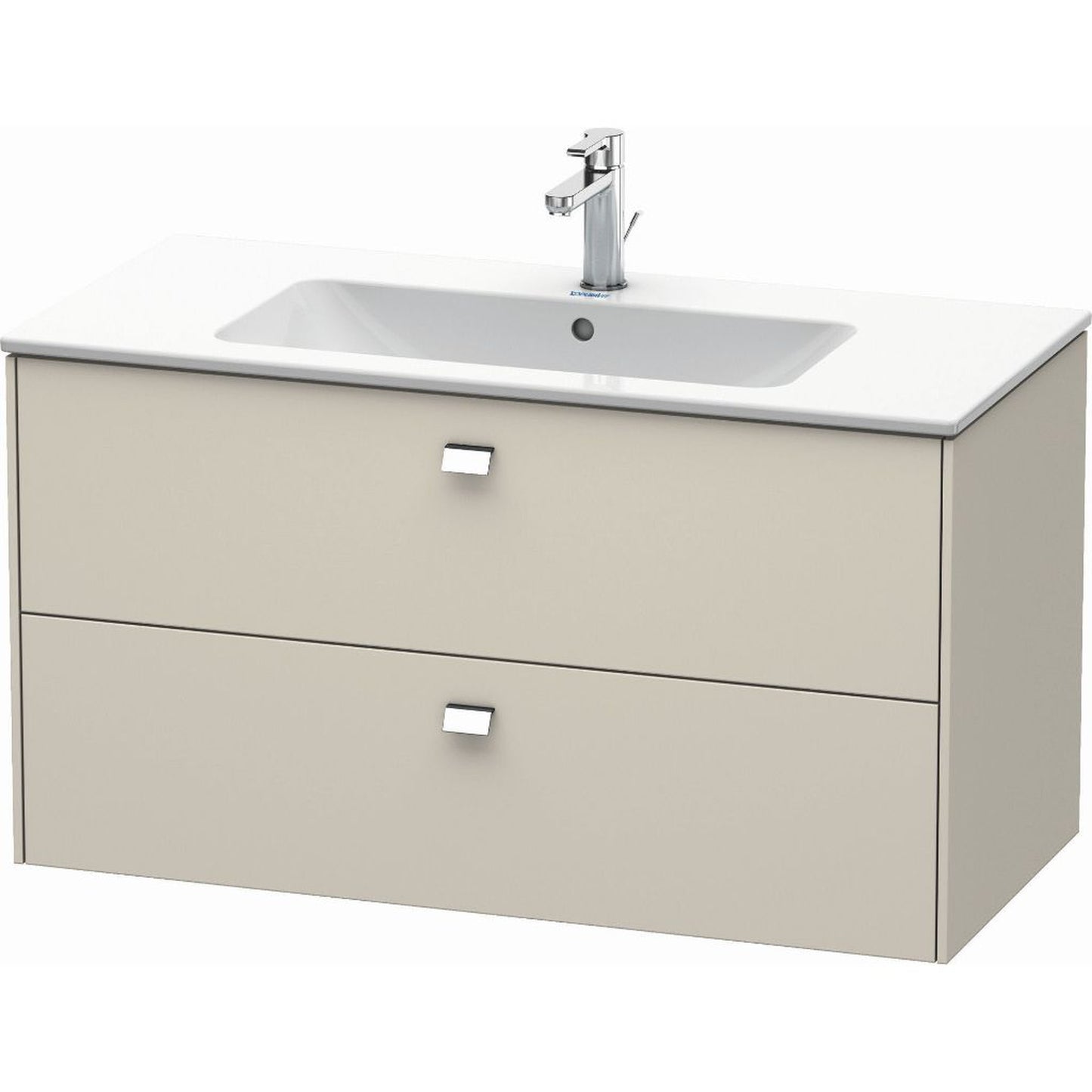 Duravit Brioso 40" x 22" x 19" Two Drawer Wall-Mount Vanity Unit in Taupe and Chrome Handle