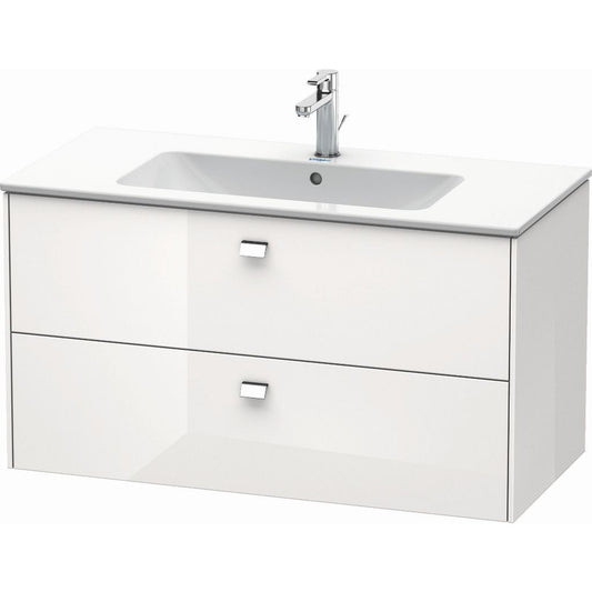 Duravit Brioso 40" x 22" x 19" Two Drawer Wall-Mount Vanity Unit in White High Gloss and Chrome Handle