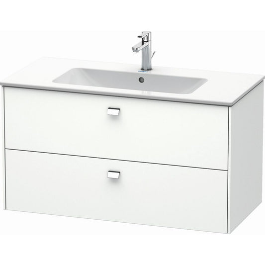Duravit Brioso 40" x 22" x 19" Two Drawer Wall-Mount Vanity Unit in White Matt and Chrome Handle