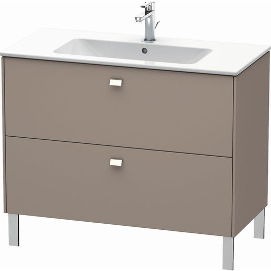 Duravit Brioso 40" x 27" x 19" Two Drawer Floor Standing Vanity Unit in Basalt Matt and Chrome Handle