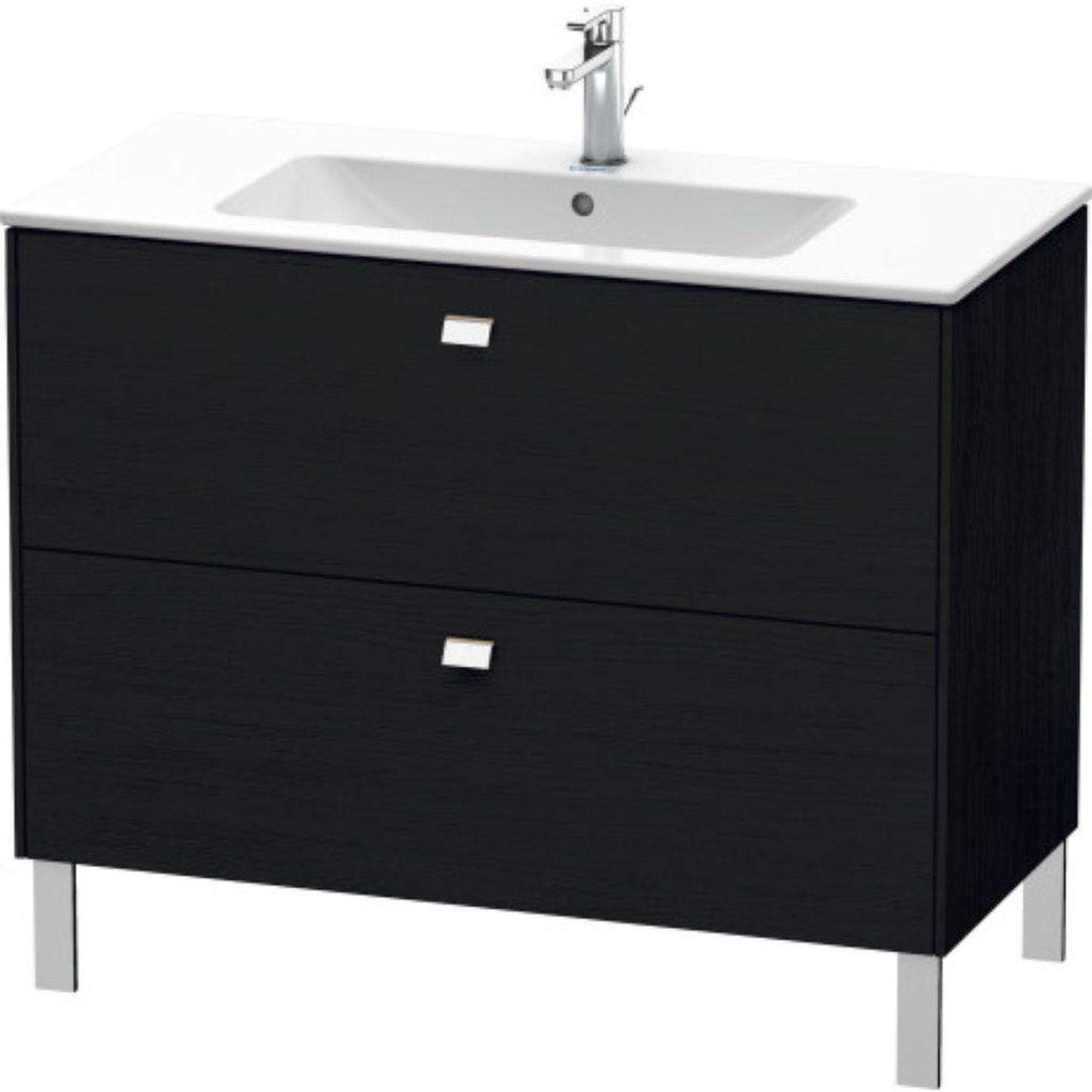Duravit Brioso 40" x 27" x 19" Two Drawer Floor Standing Vanity Unit in Black Oak and Chrome Handle