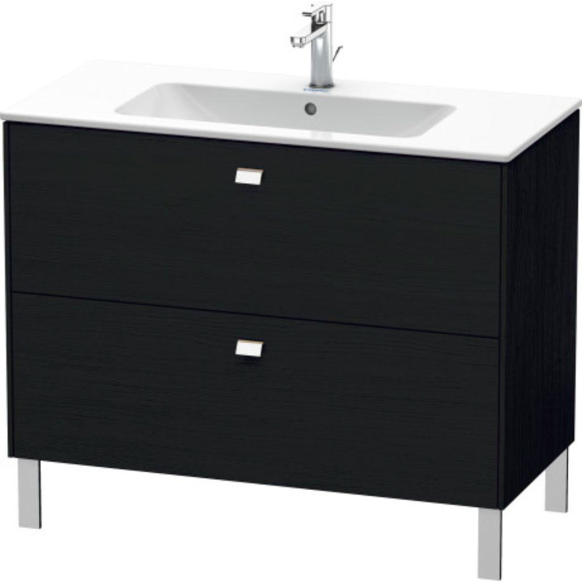 Duravit Brioso 40" x 27" x 19" Two Drawer Floor Standing Vanity Unit in Black Oak and Chrome Handle