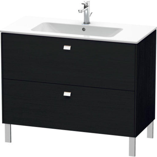 Duravit Brioso 40" x 27" x 19" Two Drawer Floor Standing Vanity Unit in Black Oak and Chrome Handle