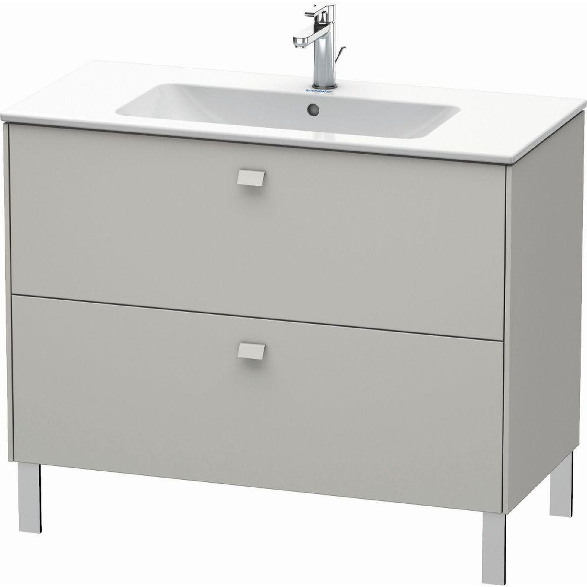 Duravit Brioso 40" x 27" x 19" Two Drawer Floor Standing Vanity Unit in Concrete Grey Matt