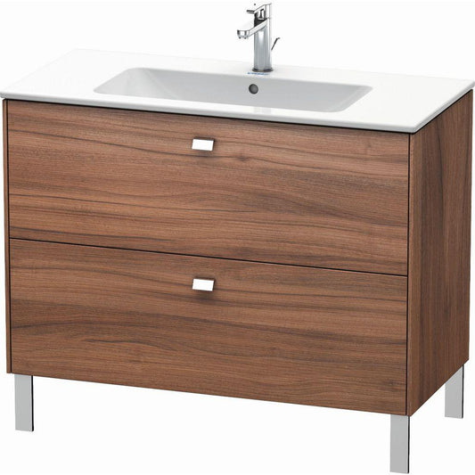 Duravit Brioso 40" x 27" x 19" Two Drawer Floor Standing Vanity Unit in Natural Walnut and Chrome Handle