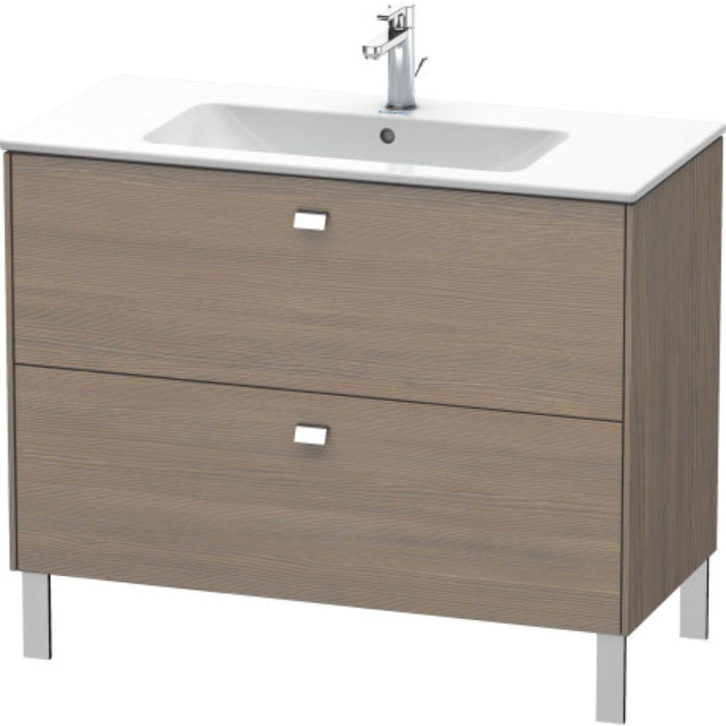 Duravit Brioso 40" x 27" x 19" Two Drawer Floor Standing Vanity Unit in Oak Terra and Chrome Handle