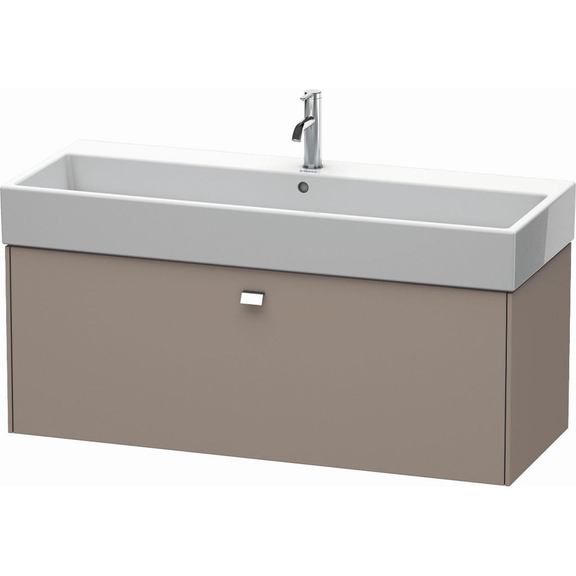 Duravit Brioso 47" x 17" x 18" One Drawer Wall-Mount Vanity Unit in Basalt Matt and Chrome Handle