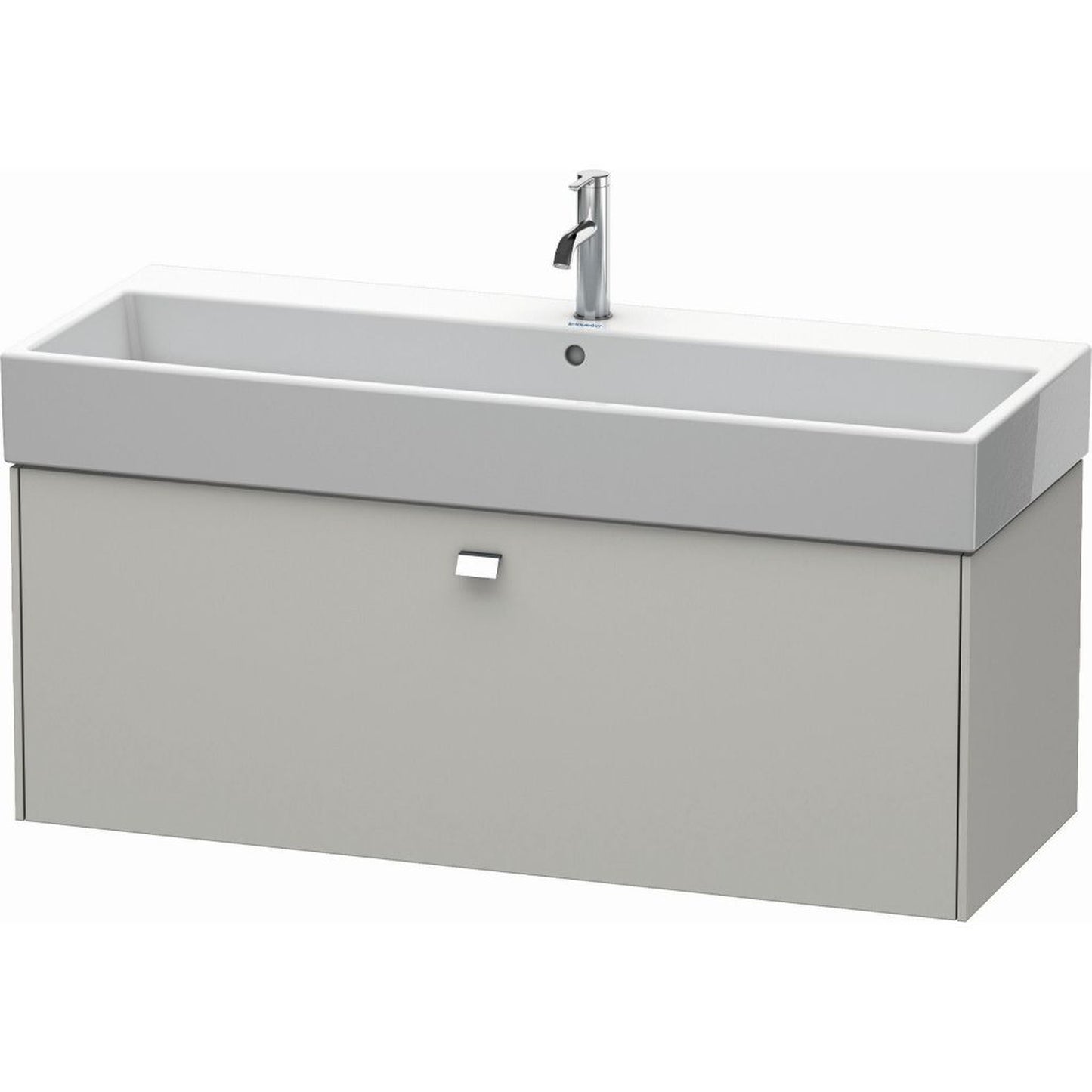 Duravit Brioso 47" x 17" x 18" One Drawer Wall-Mount Vanity Unit in Concrete Grey Matt and Chrome Handle