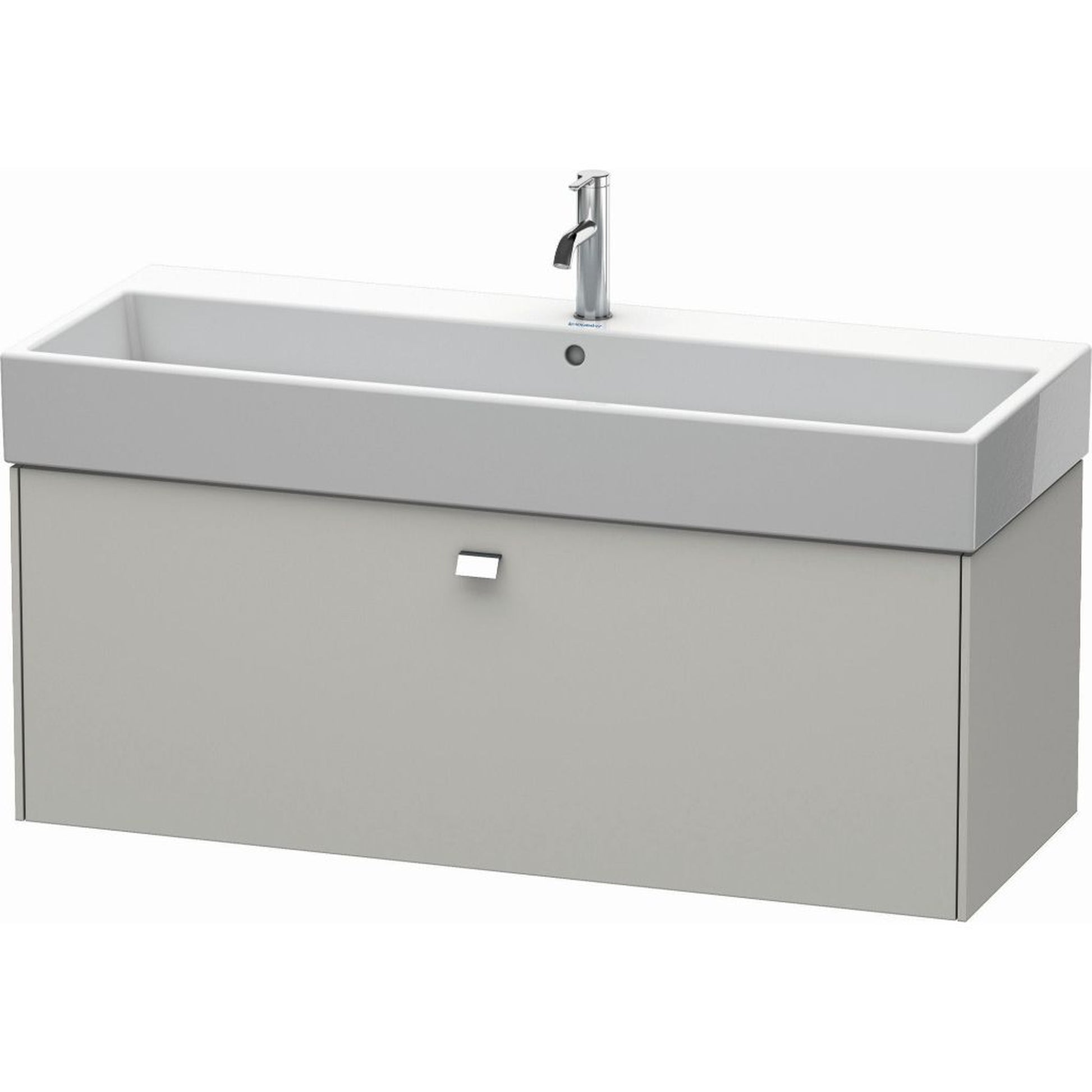 Duravit Brioso 47" x 17" x 18" One Drawer Wall-Mount Vanity Unit in Concrete Grey Matt and Chrome Handle