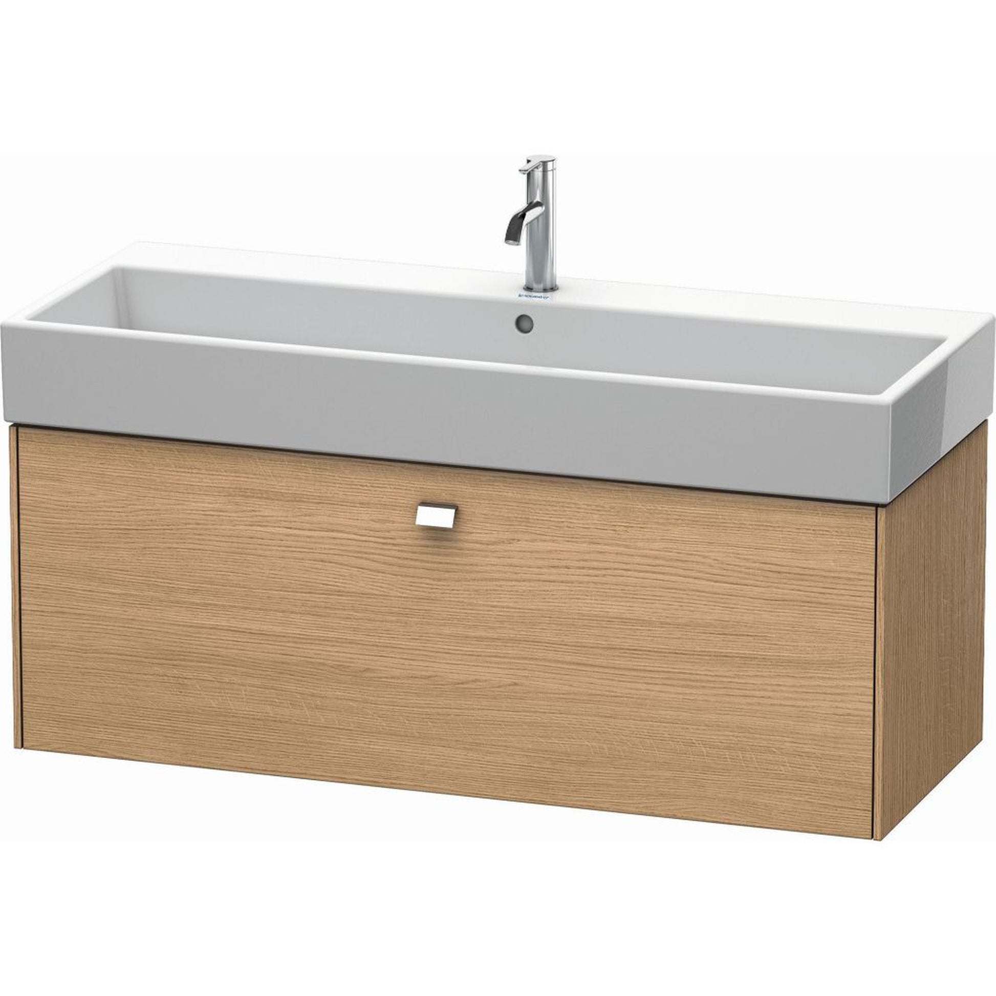 Duravit Brioso 47" x 17" x 18" One Drawer Wall-Mount Vanity Unit in European Oak and Chrome Handle