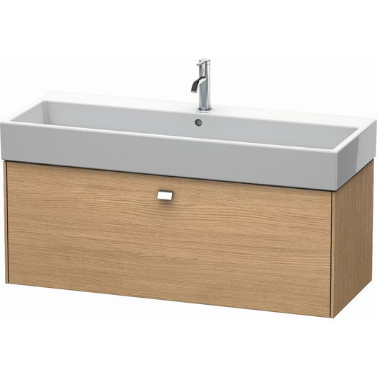 Duravit Brioso 47" x 17" x 18" One Drawer Wall-Mount Vanity Unit in European Oak and Chrome Handle