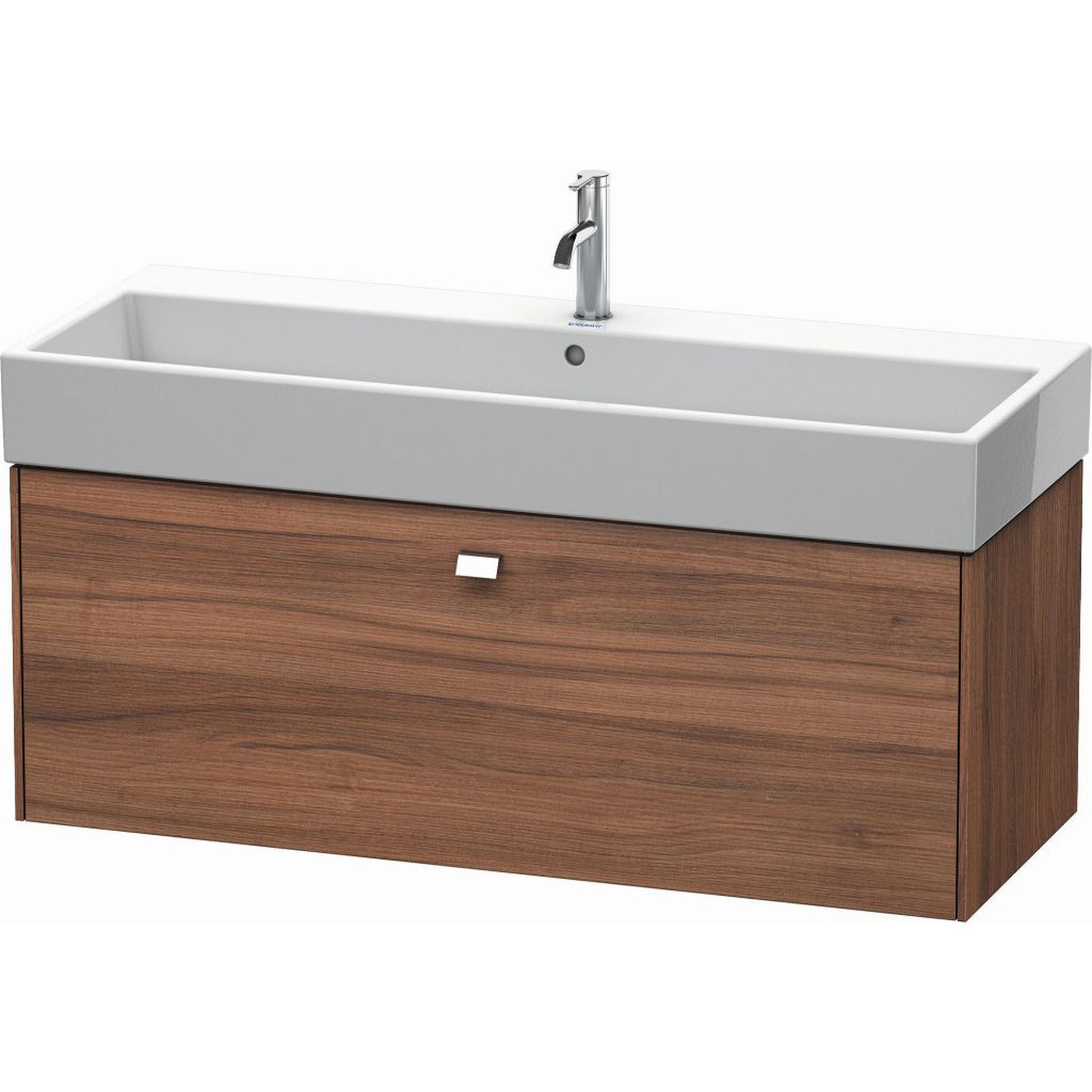 Duravit Brioso 47" x 17" x 18" One Drawer Wall-Mount Vanity Unit in Natural Walnut and Chrome Handle