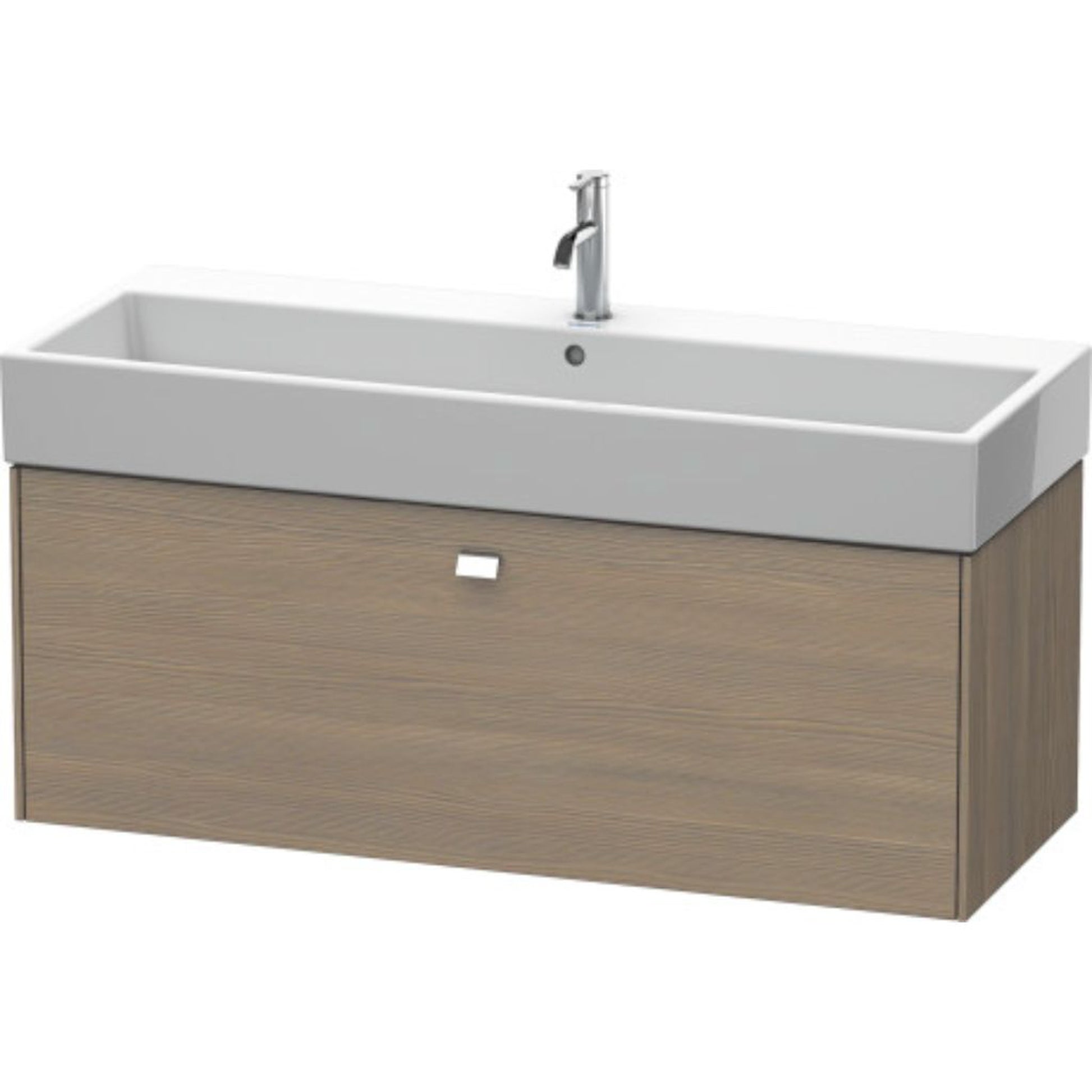 Duravit Brioso 47" x 17" x 18" One Drawer Wall-Mount Vanity Unit in Oak Terra and Chrome Handle