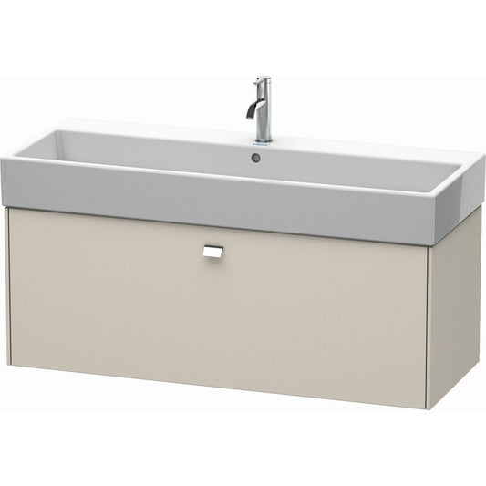 Duravit Brioso 47" x 17" x 18" One Drawer Wall-Mount Vanity Unit in Taupe and Chrome Handle