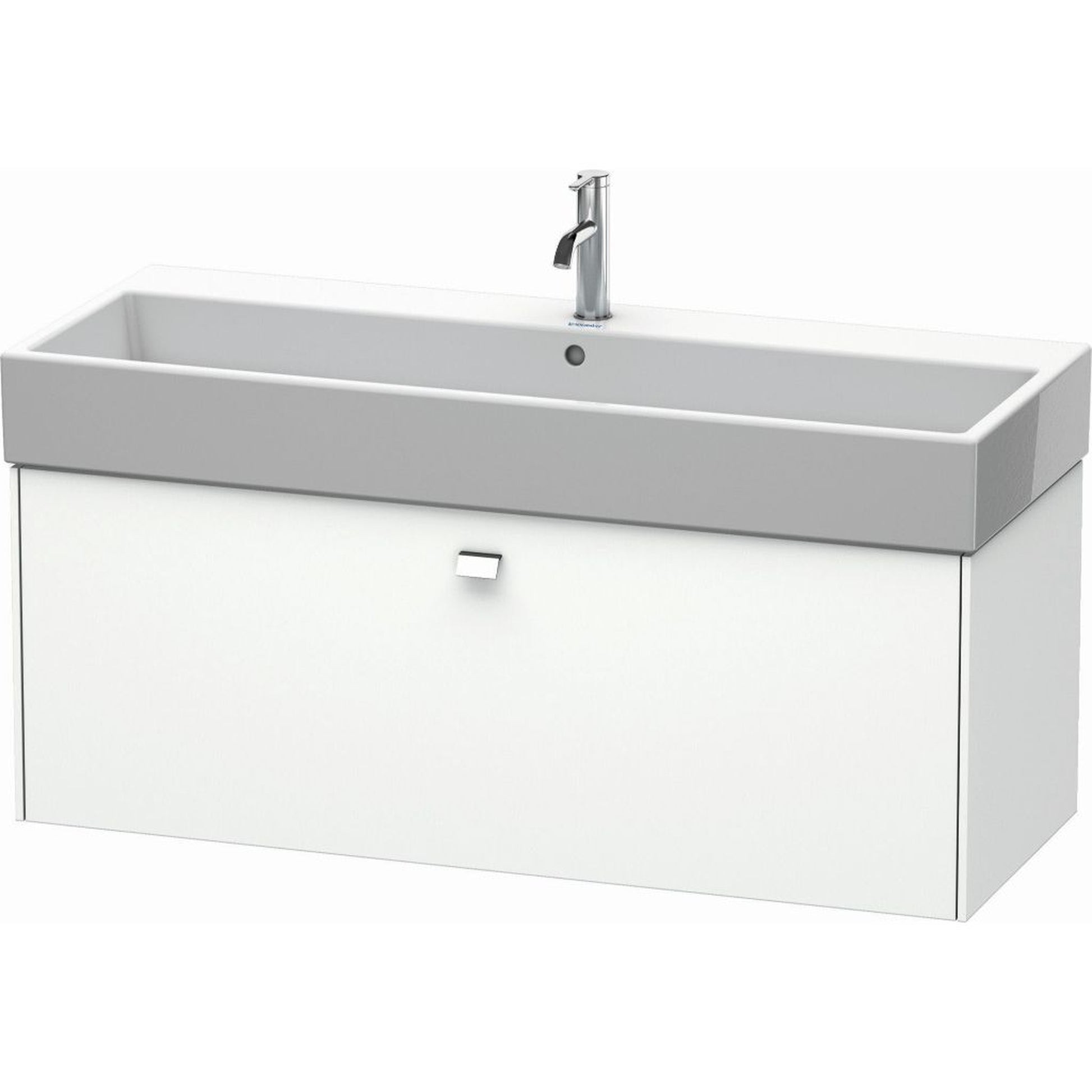 Duravit Brioso 47" x 17" x 18" One Drawer Wall-Mount Vanity Unit in White Matt and Chrome Handle