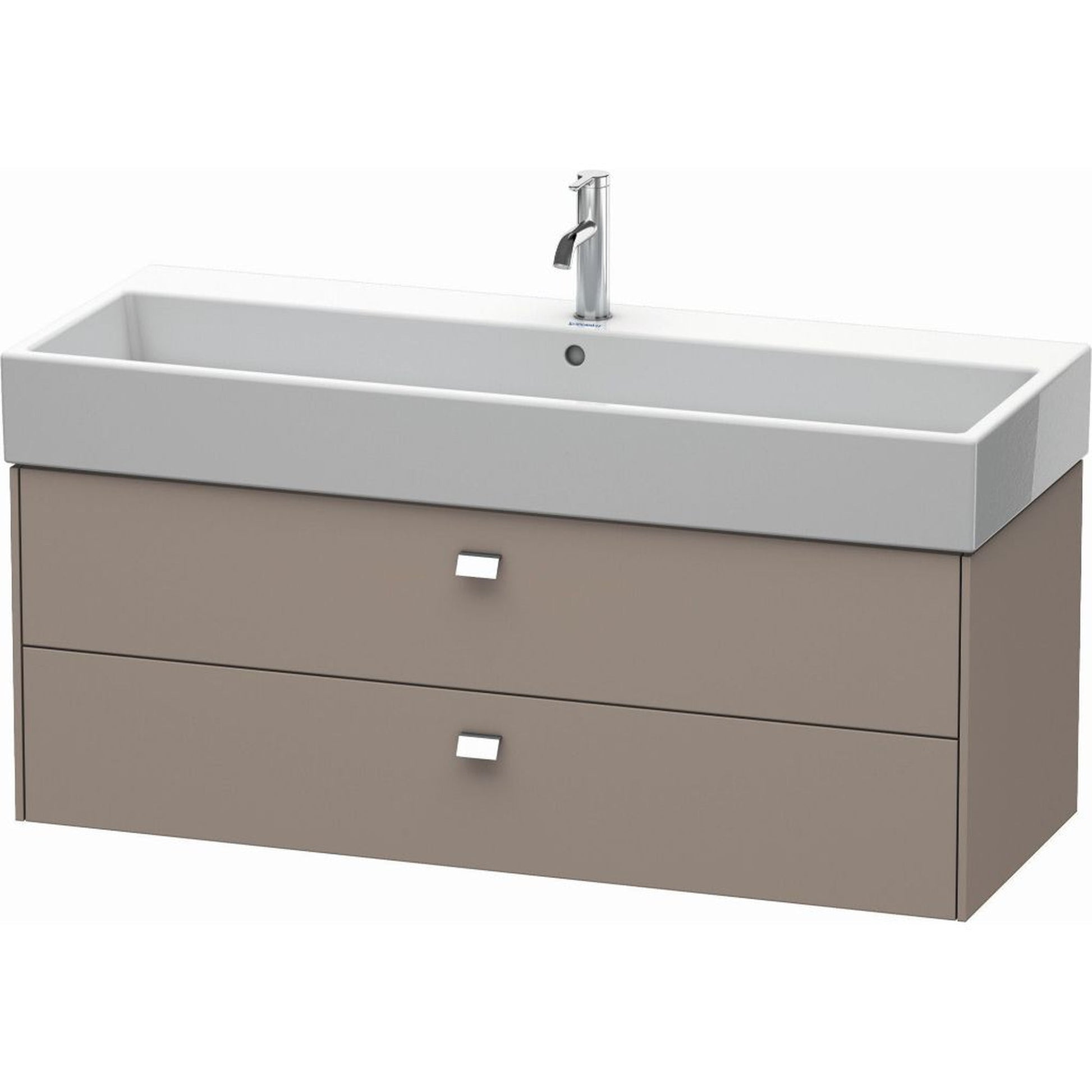 Duravit Brioso 47" x 17" x 18" Two Drawer Wall-Mount Vanity Unit in Basalt Matt and Chrome Handle