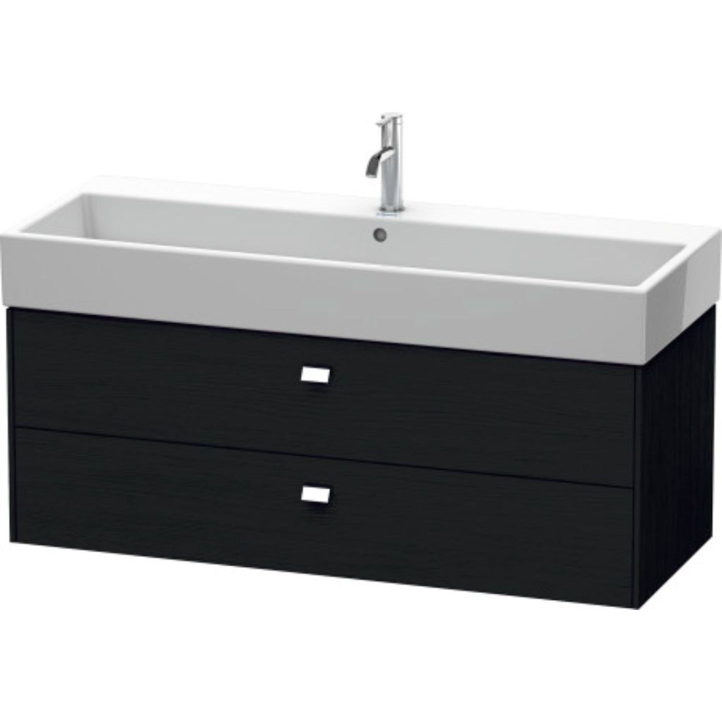 Duravit Brioso 47" x 17" x 18" Two Drawer Wall-Mount Vanity Unit in Black Oak and Chrome Handle