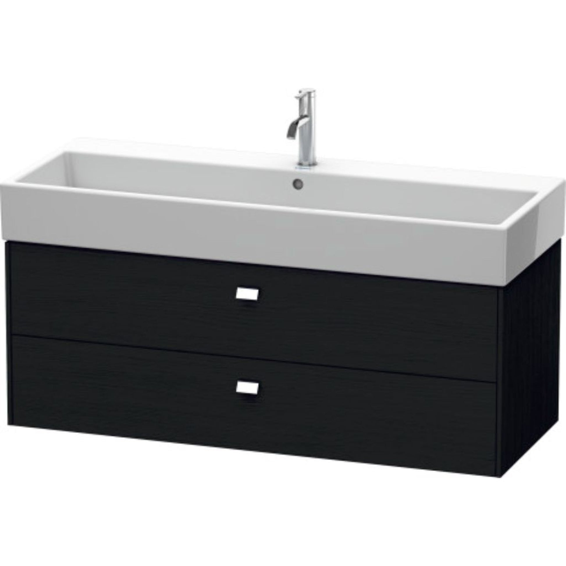 Duravit Brioso 47" x 17" x 18" Two Drawer Wall-Mount Vanity Unit in Black Oak and Chrome Handle